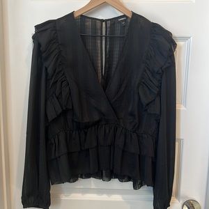 Express Sheer long sleeve blouse with ruffles